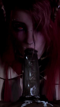 BBC. Halloween Red-haired Succubus Girl Swallows and Greedily Sucks Ricky Johnson's Big Black Cock