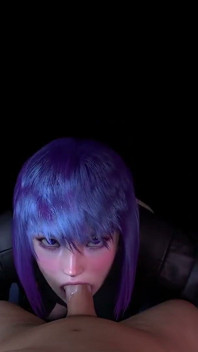 Motoko ti fa un pompino salivoso | Un fantasma nella parodia della shell