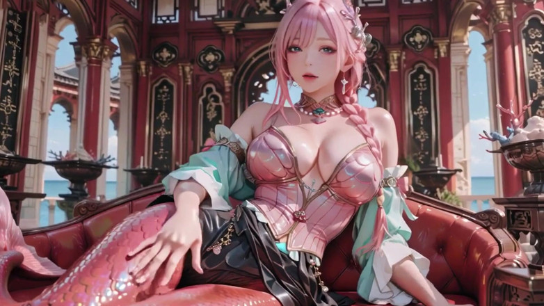 Seraphina Vale: Pink Mermaid Queen! Private Gaze in the Underwater Palace, From...