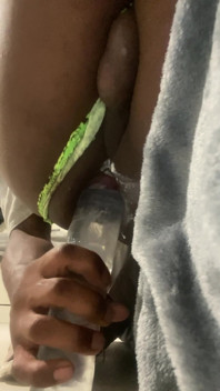 Black Solo Anal Sliding Green Jockmail Thong to the Side