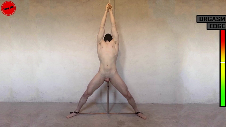 Tommy_1995: Restrained straight guy edging t-bar anal probe vibrator and cruel...