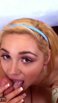 Blonde teen Zoey Foxx POV deepthroat blowjob