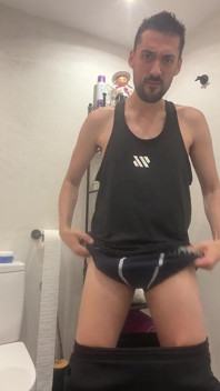 Hot Stepdaddy Jerking off in Bathroom