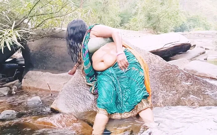 Telugu Honey Lips: Silk Aunty Outdoor Bath Sex in Waterfall Telugu Dirty Talks.