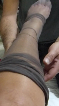 My Submissive Puts My Nylon Stockings Back on Me