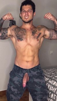 My Big Cock Cums in Military Outfit with No Touch