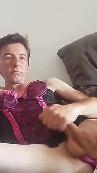 Leatransteen Rides Dildo, Pump Cock and Cums Massive