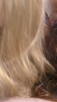 Melody and Kimberly in a hairjob threesome