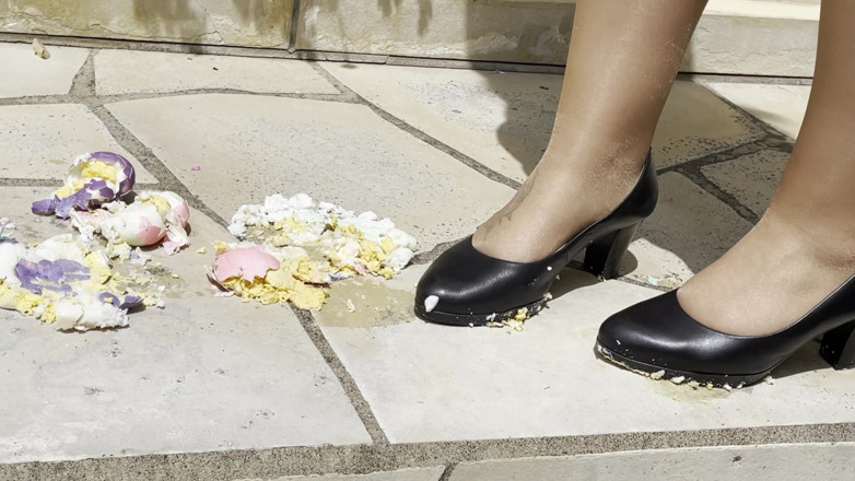 Tights free: Crushing easter eggs in my heels and pantyhose