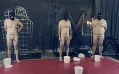 Dominatrix sahibe April - tek kırbaçlı üç köle!