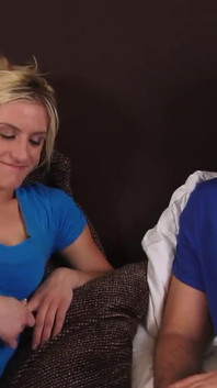 Naughty tattooed blonde fucked and sprayed on her tits