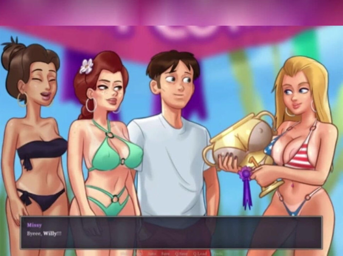 3DXXXTEEN2 Cartoon: Ty krásné ženy v skromných bikinách. 3D porno kreslený sex