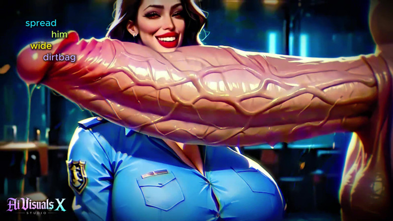 AI Visuals X: Büyük memeli polis orta yaşlı seksi kadın canavar yaraklar hayal...