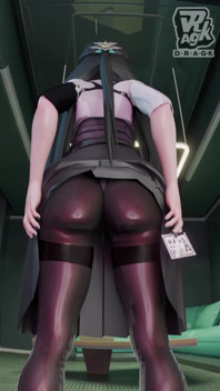 Zzz 3D - Miyabi Shows Her Sexy Thicc Ass in Stockings and Gives Herself a Few Spanks