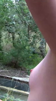 Sweet teen gets naked and fucked outdoors