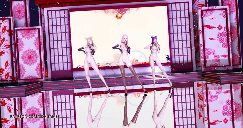 3D-Hentai Games: Tougen Renka - 벌거벗은 댄스 Ahri Kaisa Seraphine 핫한 에로틱 댄스