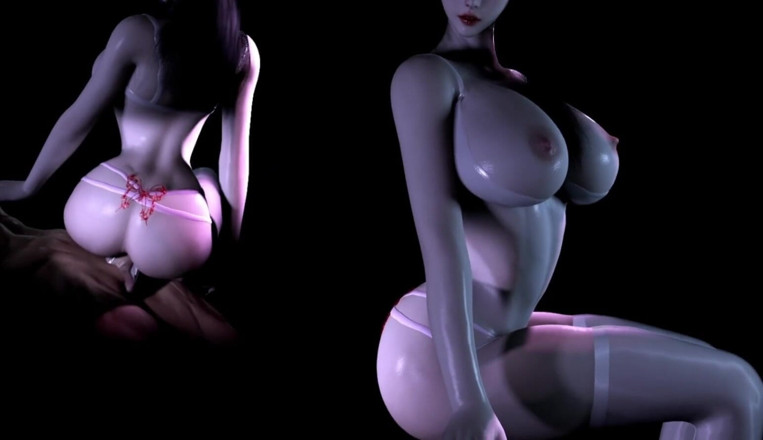 Anime strip club: 3D Asijská děvka s obrovskými prsy třese jejím velkým zadkem