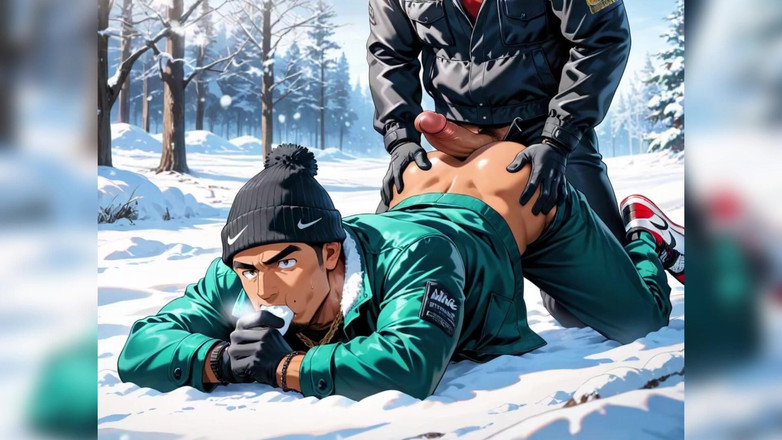 AI gay porn: Scopata nel culo di un uomo pompino all'aperto