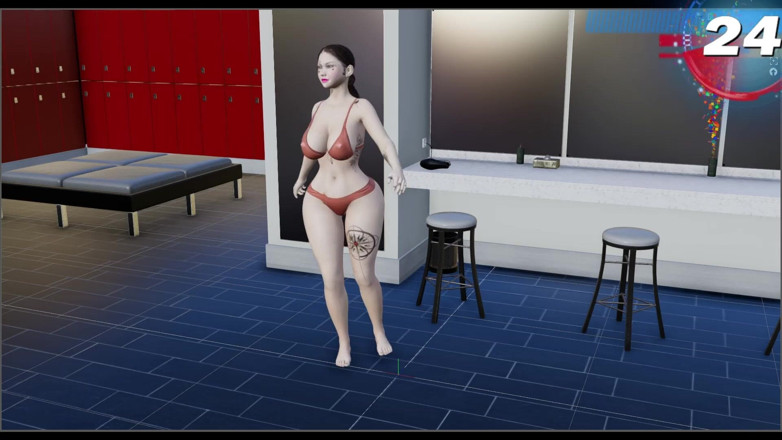 Virtual fantasy studio: Grandi tette e culo ragazza sexy 3D con tatuaggio a colore...