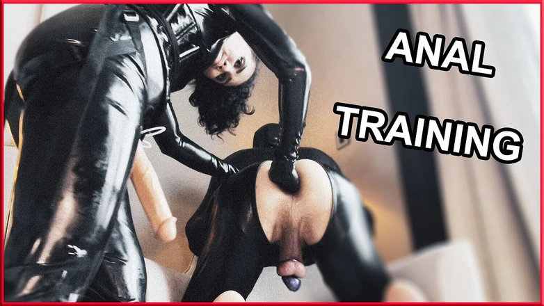 DominaFireOfficial: 8 Inch Strapon Fucking My Chastity Slut in Latex