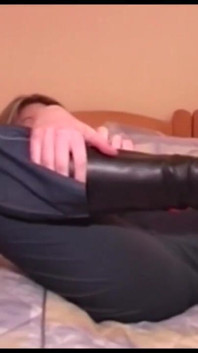 Hairy pussy blonde girl dildo playing