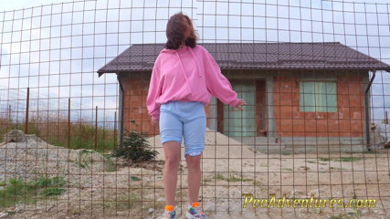 Pee Adventures: Hipster girl changes wet clothes and pee outdoor
