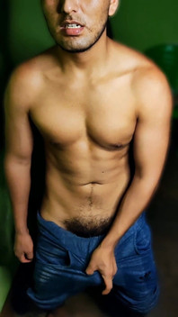Athletic Boy Stroking His Cock