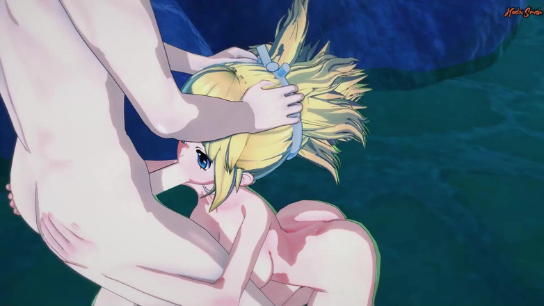Hentai Smash: Kohaku gives a great blowjob before letting him cum all...