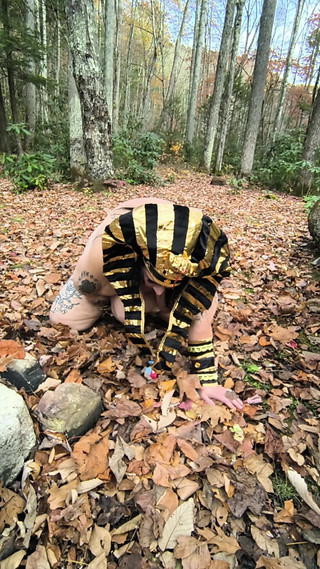 HerculesnVENUS: 这个婊子在那些叶子里做什么？在她的膝盖上？