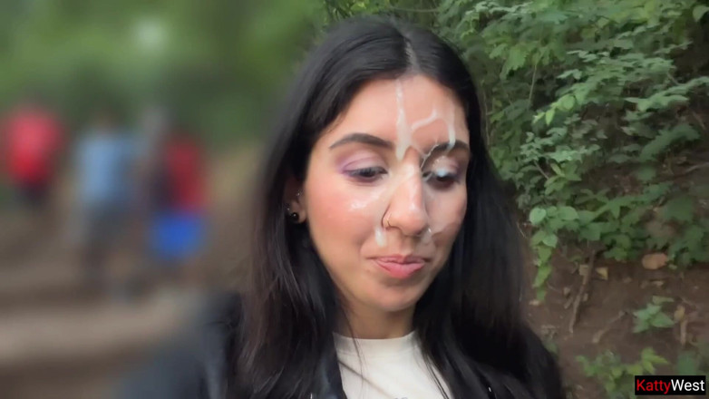 Katty West: Crazy Cumwalk in Public Park Full of People - Public Blowjob...