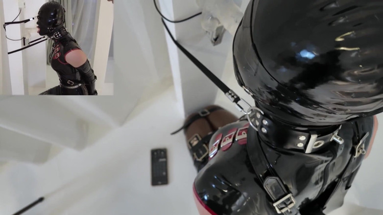 Aisan girl bondage: Mz33 - latex enkele handschoen zelfbeheersing voor knielentraining