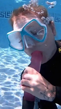 Underwater Blowjob Challenge - Gagging on My Sinking Dildo