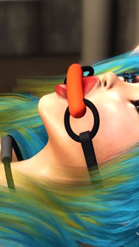 3d sexy dickgirl gioca con una ragazza ammanettata calda in laboratorio