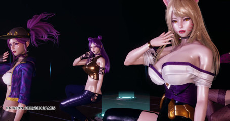 3D-Hentai Games: Popstars, Ahri Akali Evelynn Kaisa, le meilleur strip-tease 3D non censuré