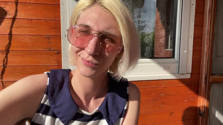 Cuteblonde666: Smoking outside showing my hairy pussy