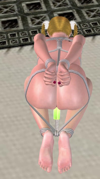 Officel cavalgada de brinquedo: 3D cartoon girl amarrada de quatro fodida por luz cilíndrica