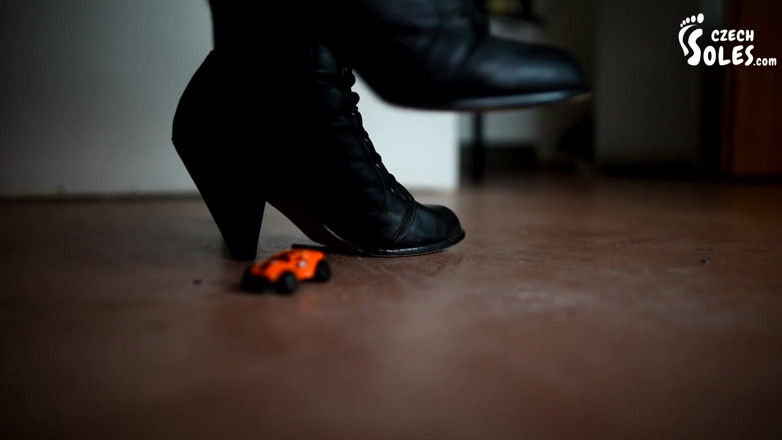 Czech Soles - foot fetish content: Madam Cat crushing puny cars under her boots