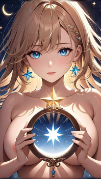 Starlit Reflections - Ai Girl memegang cermin ajaib