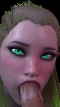 彼女の膝の上でかわいいウッドエルフPOVフェラチオ|3Dポルノ