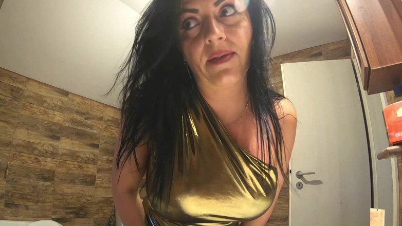 MilfyCalla: Bathroom Toilet Fetish. Lace Robe Dirty Talk and Shiny Dress...