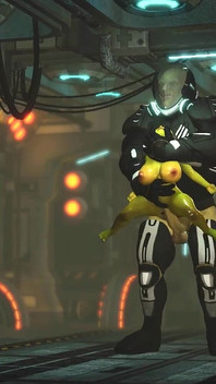 Alien sex in a starship. Female green alien gets fucked by a big monster