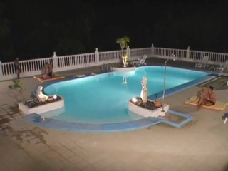 Porncentro: Nice boobs blonde honey rides hunks dick by pool