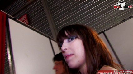 EroCom: Anal threesome with two guys and a skinny brunette slut