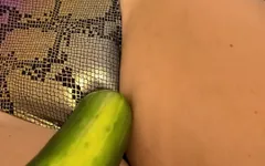 Cucumber in Pussy and Ass