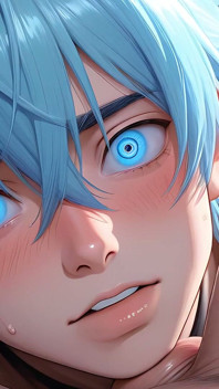 Söt anime pojke pressar bollar tätt under snabb aggressiv avrunkning