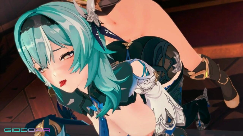 Smixix: Eula Lawrence Хентай Genshin, ударный минет и секс раком, MMD 3D - GIDDORA - синий цвет волос, редактирование Smixix