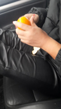 Peeling Orange Long Nail Leather Pants