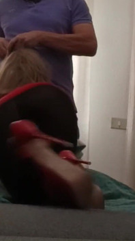 MILF in Pantyhose and Heels Gives a Blowjob