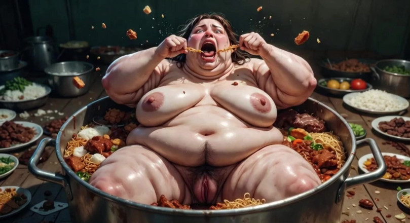 YOUR BEST FANTASY: Massive SSBBW Naked Eating Food Like Crazy - Hairy Pussy Exposed