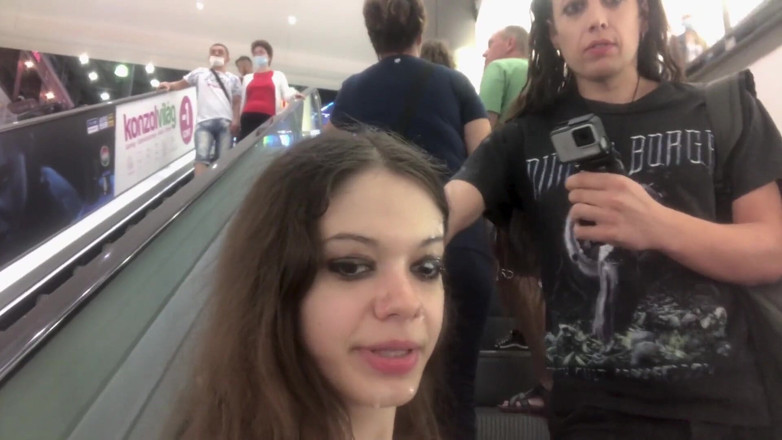 Dolls Cult: Double cum walk at the mall after a huge double...